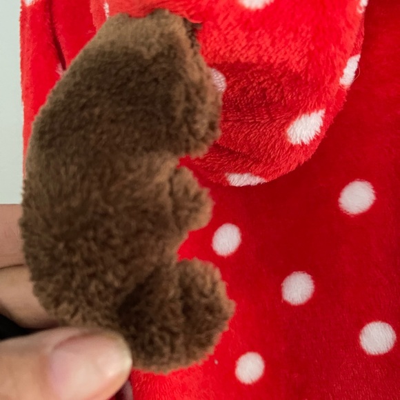 Jenni Adult Hooded Fleece Jumpsuit Pock A Dots Red Pajamas Christmas XXL - Picture 8 of 10